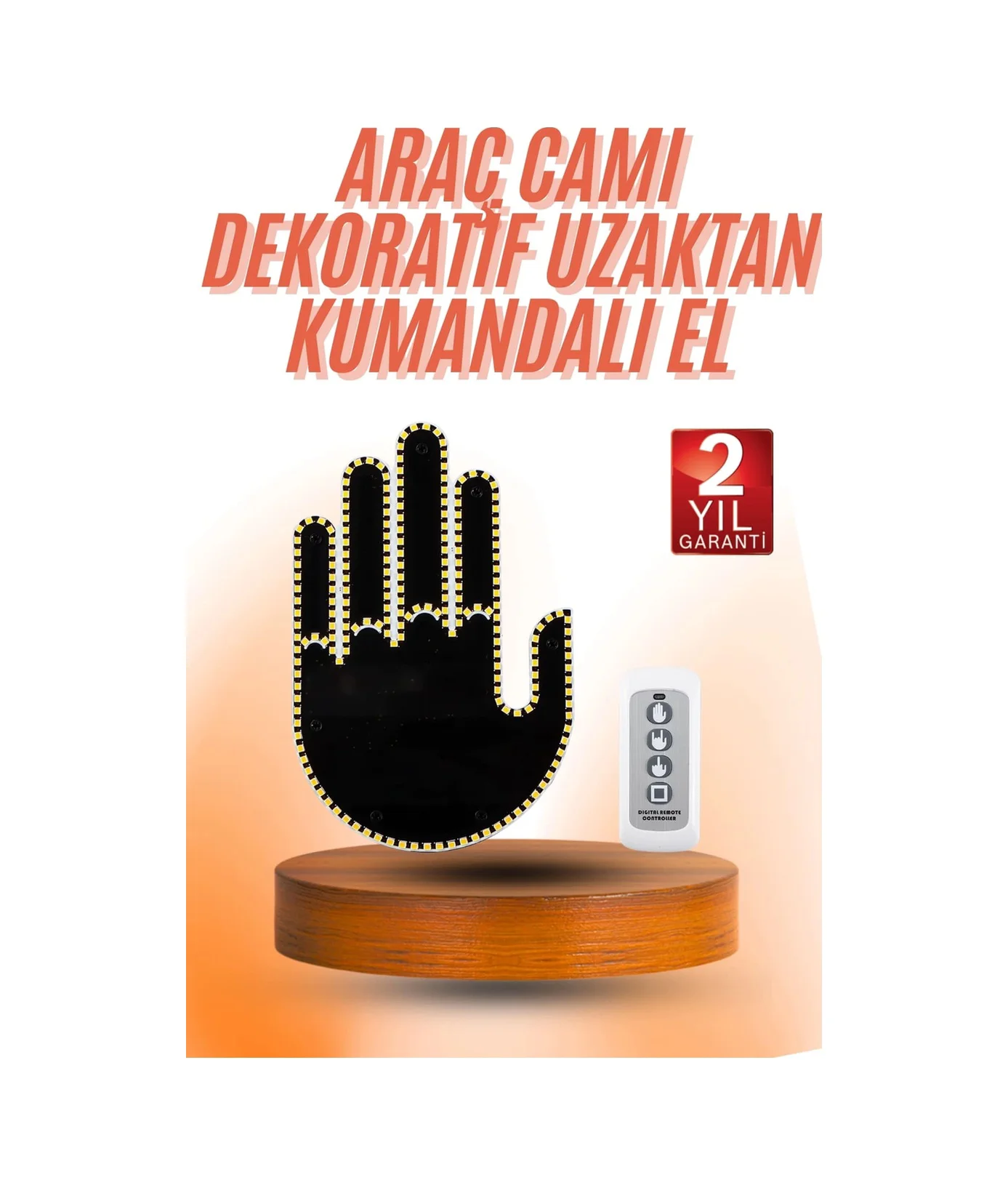 Kumandalı El Led Araba İçi 4 Farklı Mod El Orta Parmak Led Diğer