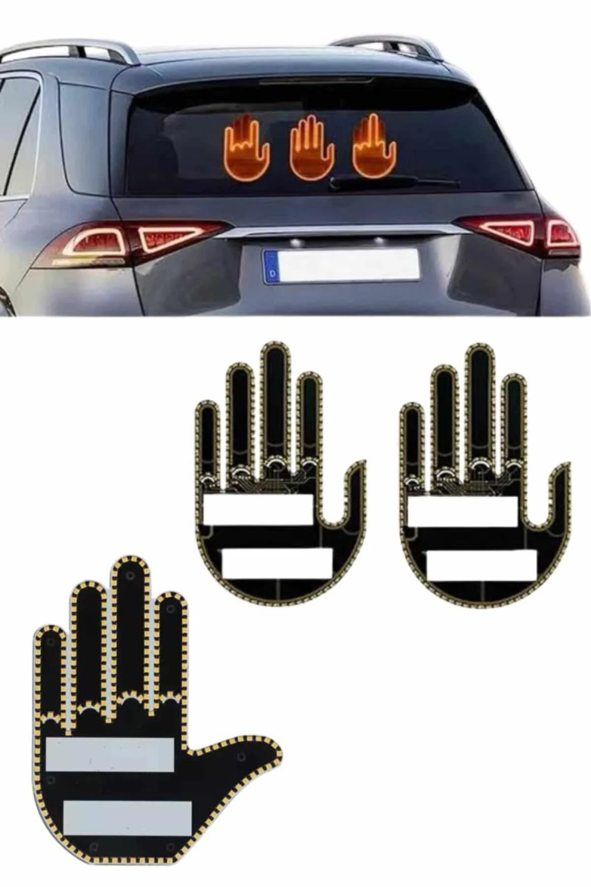 Kumandalı El Led Araba İçi 4 Farklı Mod El Orta Parmak Led