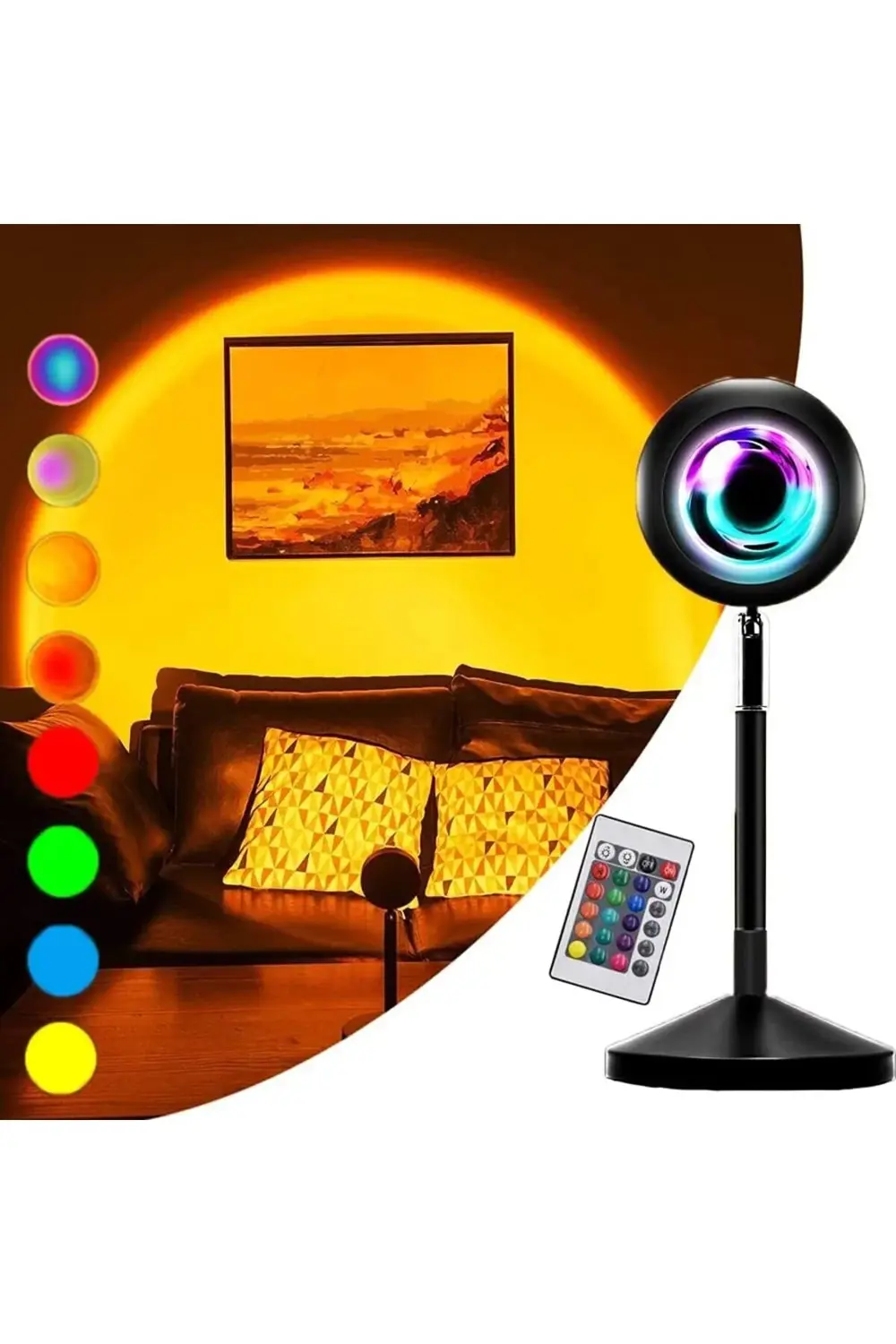 Kumandalı Gün Batımı Projektörü RGB 16 Renk UFO Projeksiyon USB M