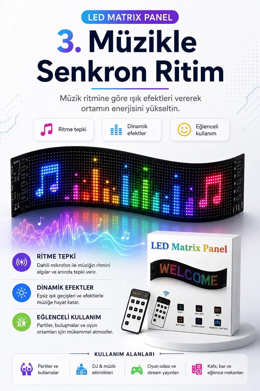 Kumandalı LED Matrix Panel Kayan Yazı Tabelası Renkli Mesaj Ve Saat Gösterimli Fiyatı, Yorumları ve Özellikleri