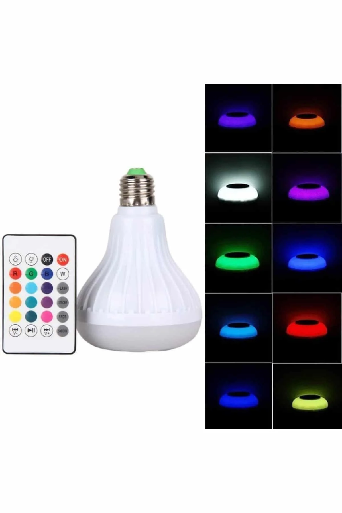 Kumandalı RGB Led Işık Bluetooth Hoparlör Ses Lambası Renkli Ampu
