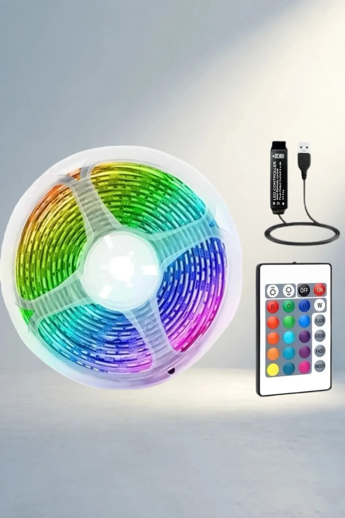 Kumandalı Rgb Şerit Led 10 Metre Dinamik Kumandalı Rgb Şerit Led 10 Metre Dinamik