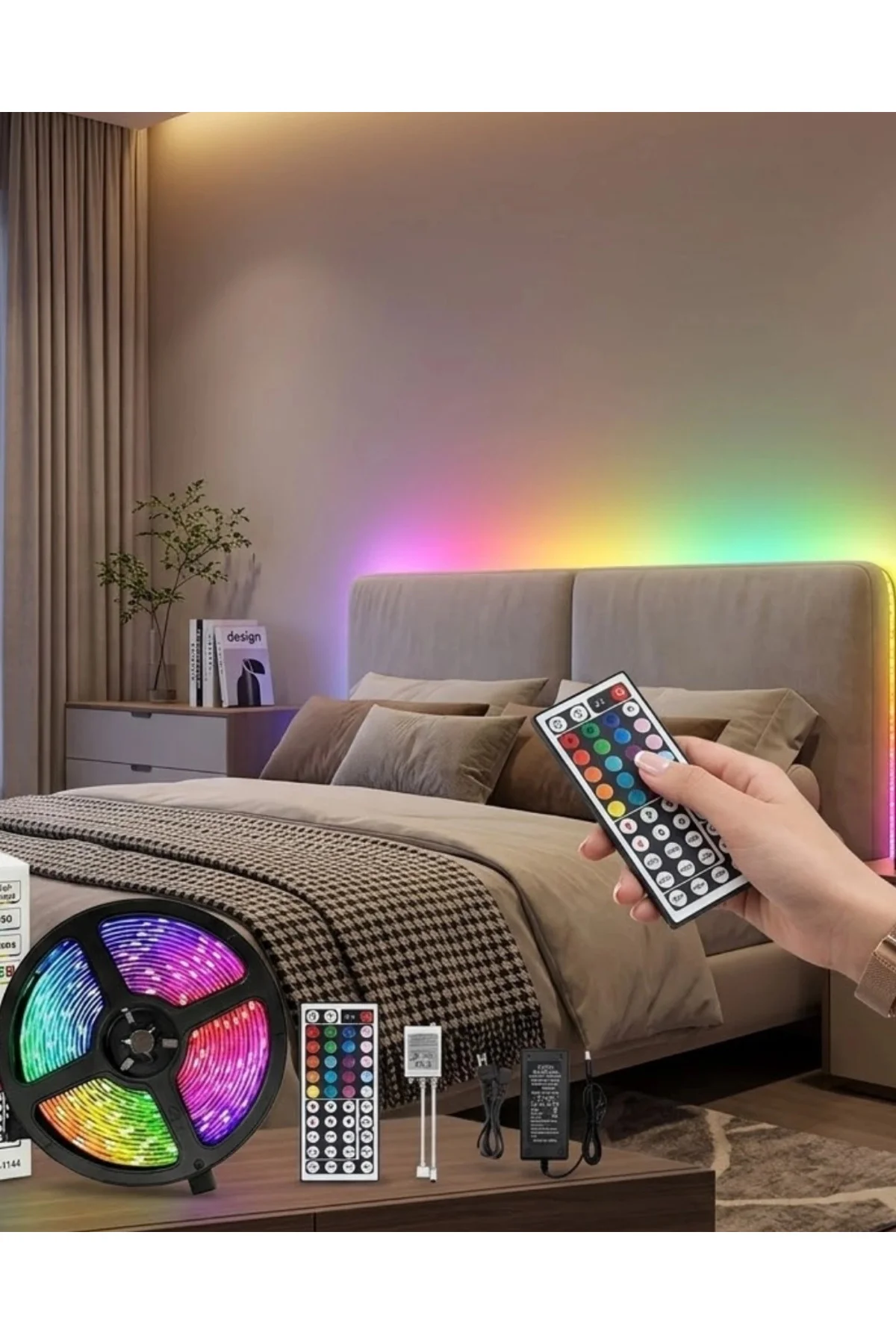 Kumandalı Rgb Şerit Led 5 Metre Renk Değiştiren Dekoratif Led Işık