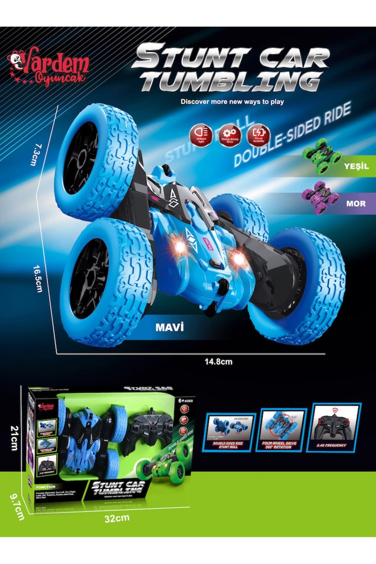 Oyuncak Store Kumandalı Şarjlı 2.4 Ghz 4 Teker Akrobat Araba