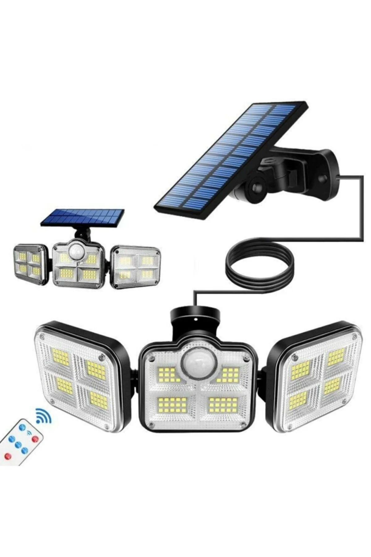 Kumandalı Solar Güneş Enerjili 122 Ledli Hareket Sensörlü Bahçe A