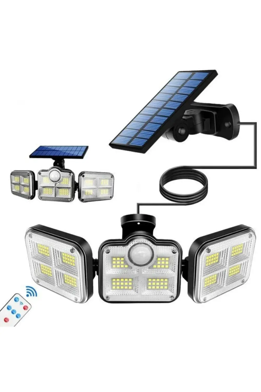 Kumandalı Solar Güneş Enerjili 122 Ledli Hareket Sensörlü Bahçe A