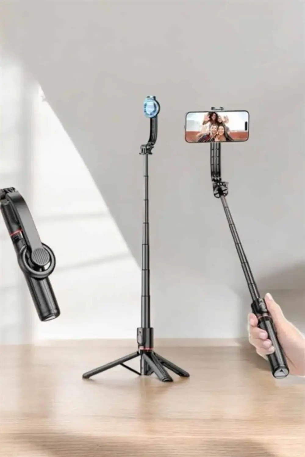Kumandalı Tripod Telefon Tutucu Selfie Çubuğu 360 Derece Dönebile