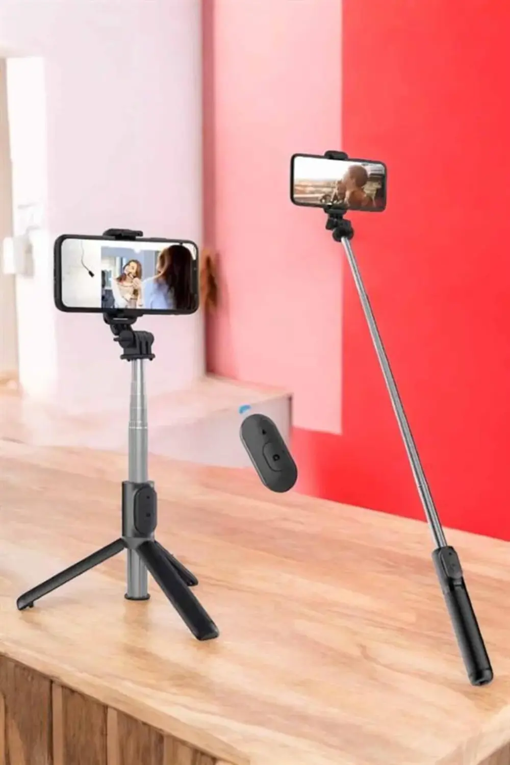 Kumandalı Tripod Telefon Tutucu Selfie Çubuğu 360 Derece Dönebile