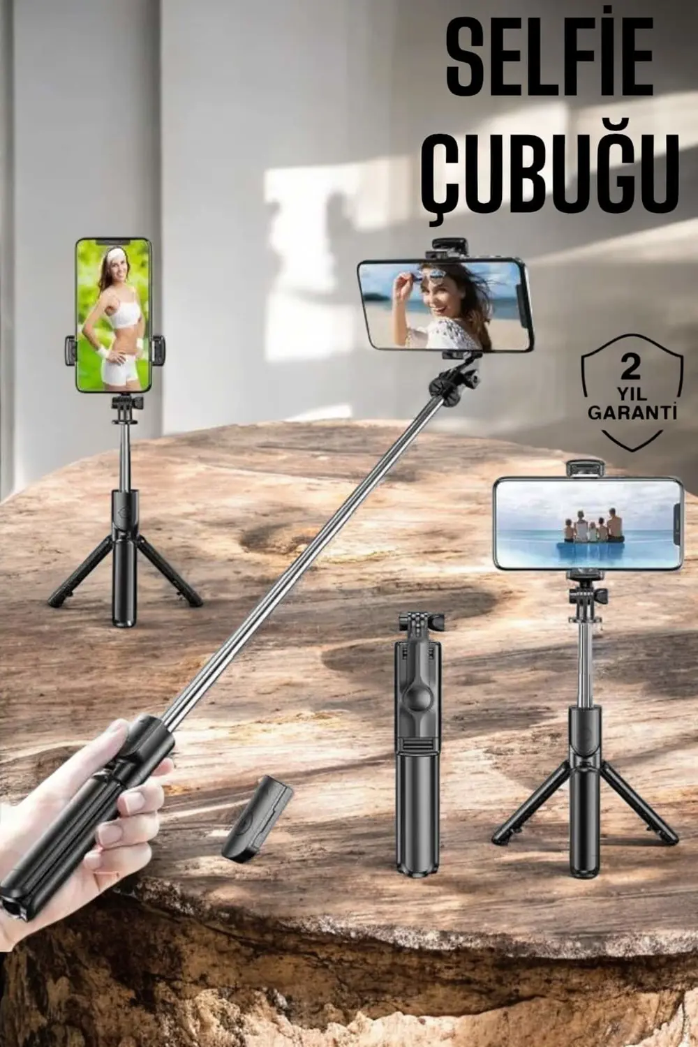 Kumandalı Tripod Telefon Tutucu Selfie Çubuğu 360 Derece Dönebile