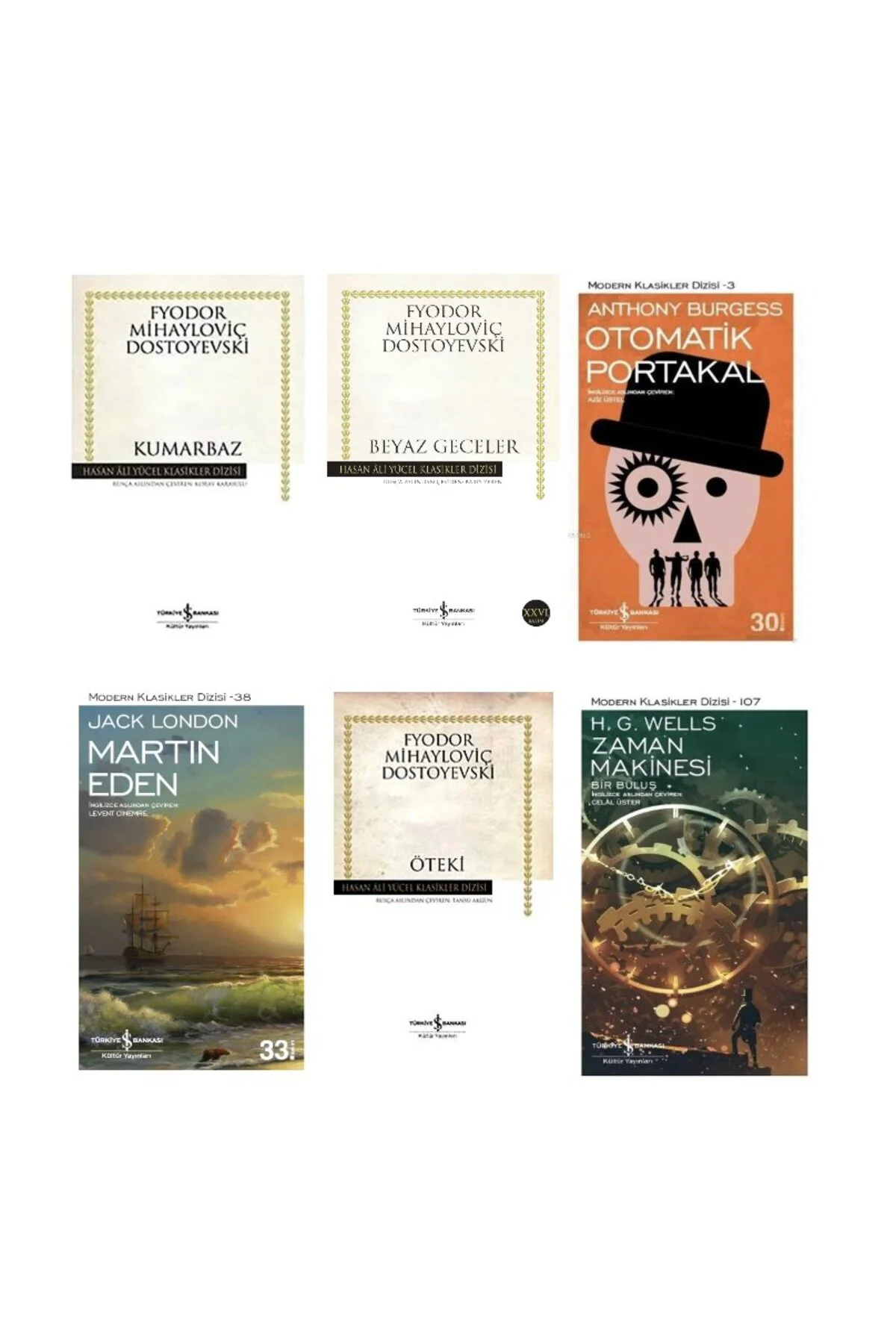 kumarbaz +beyaz geceler + otomatik portakal + martin eden +oteki + zaman makinasi =6 set