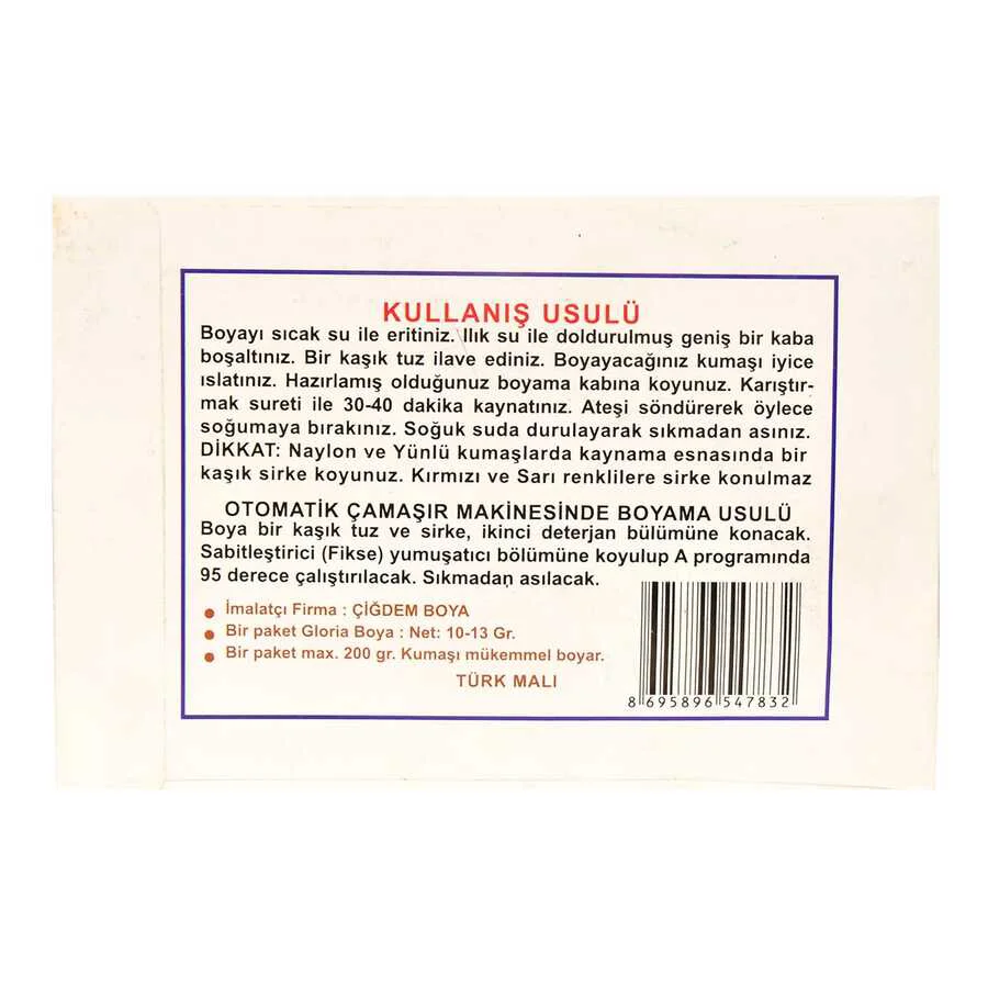 Kumaş Boyası Koyu Kırmızı 10 Gr - Profesyonel Textil Boyası Fiyatı, Yorumları ve Özellikleri