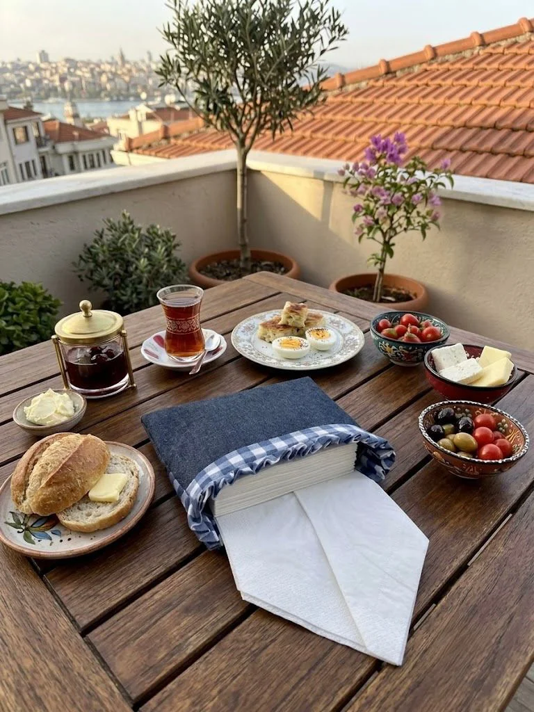 Kumaştan Peçetelik Servis Mavi