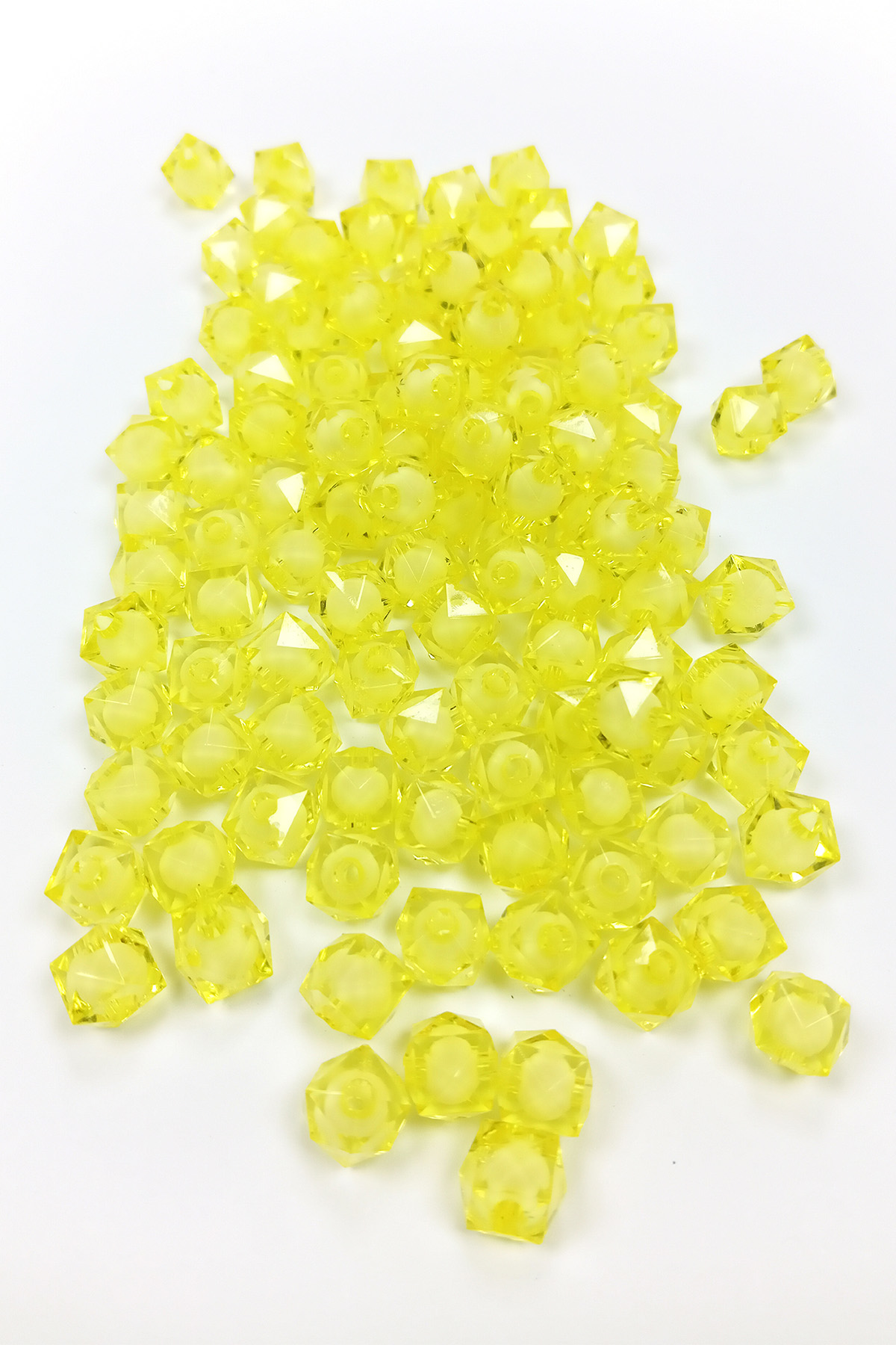 Küp Boncuk İçten Boncuklu Bileklik Çanta Boncuğu 10 mm 50 gr Sarı