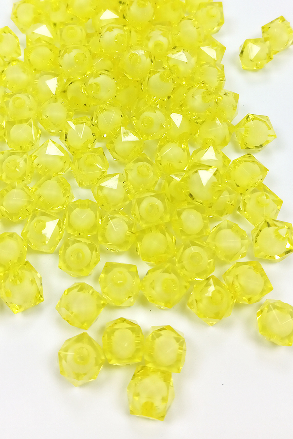 Küp Boncuk İçten Boncuklu Bileklik Çanta Boncuğu 10 mm 50 gr Sarı