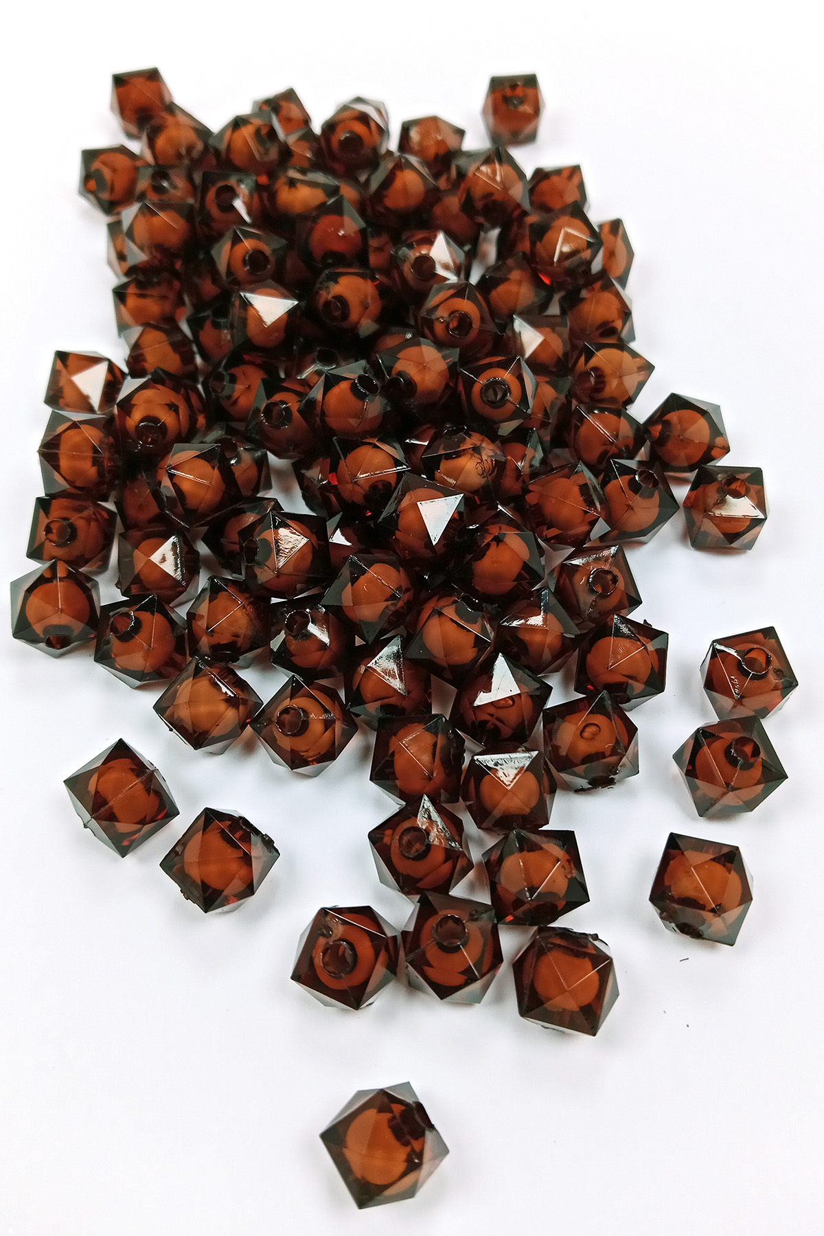 Küp Boncuk İçten Boncuklu Bileklik Çanta Boncuğu 10 mm 50 gr Kahv