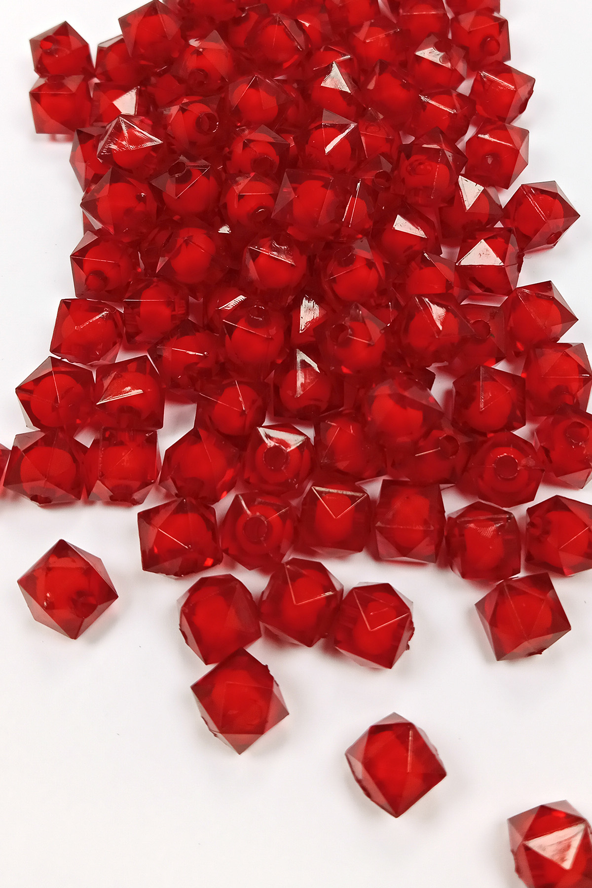 Küp Boncuk İçten Boncuklu Bileklik Çanta Boncuğu 10 mm 50 gr Kırm