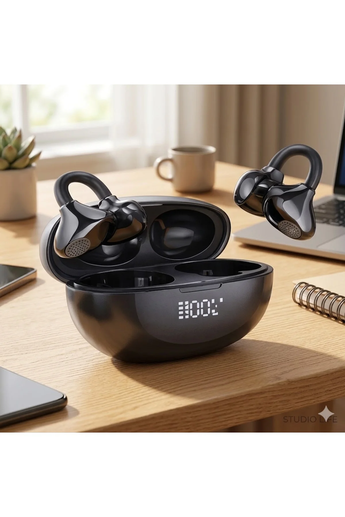 Küpe Model Open-Ear Bluetooth Kulaklık | Dokunmatik & Sesli Asist