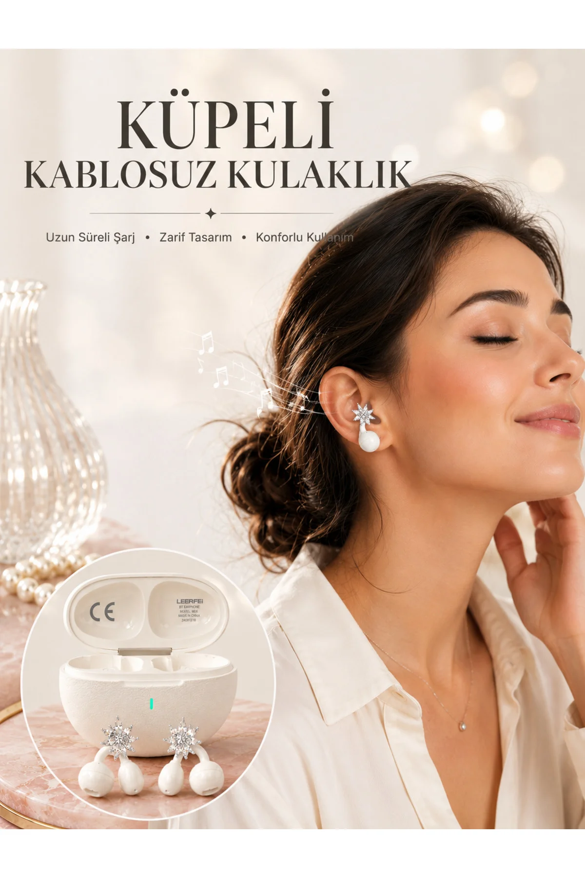 Küpeli Kablosuz Kulaklık Yeni Nesil Bluetooth Teknolojisi