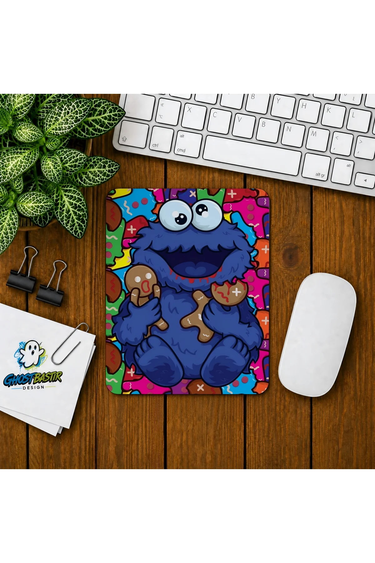 Kurabiye Canavarı Baskılı Oyuncu Mousepad 0173