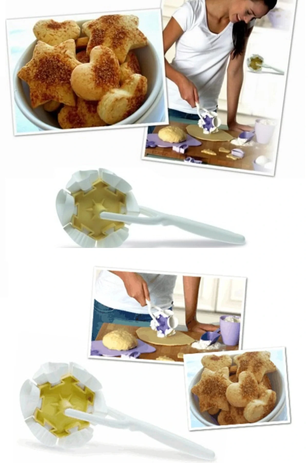 Kurabiye Ruleti - Çiçek - Kalp - Üçgen - Muffin Şekillerinde Kurabiye Şekillendirici Kurabiye Ruleti - Çiçek - Kalp - Üçgen - Muffin Şekillerinde Kurabiye Şekillendirici