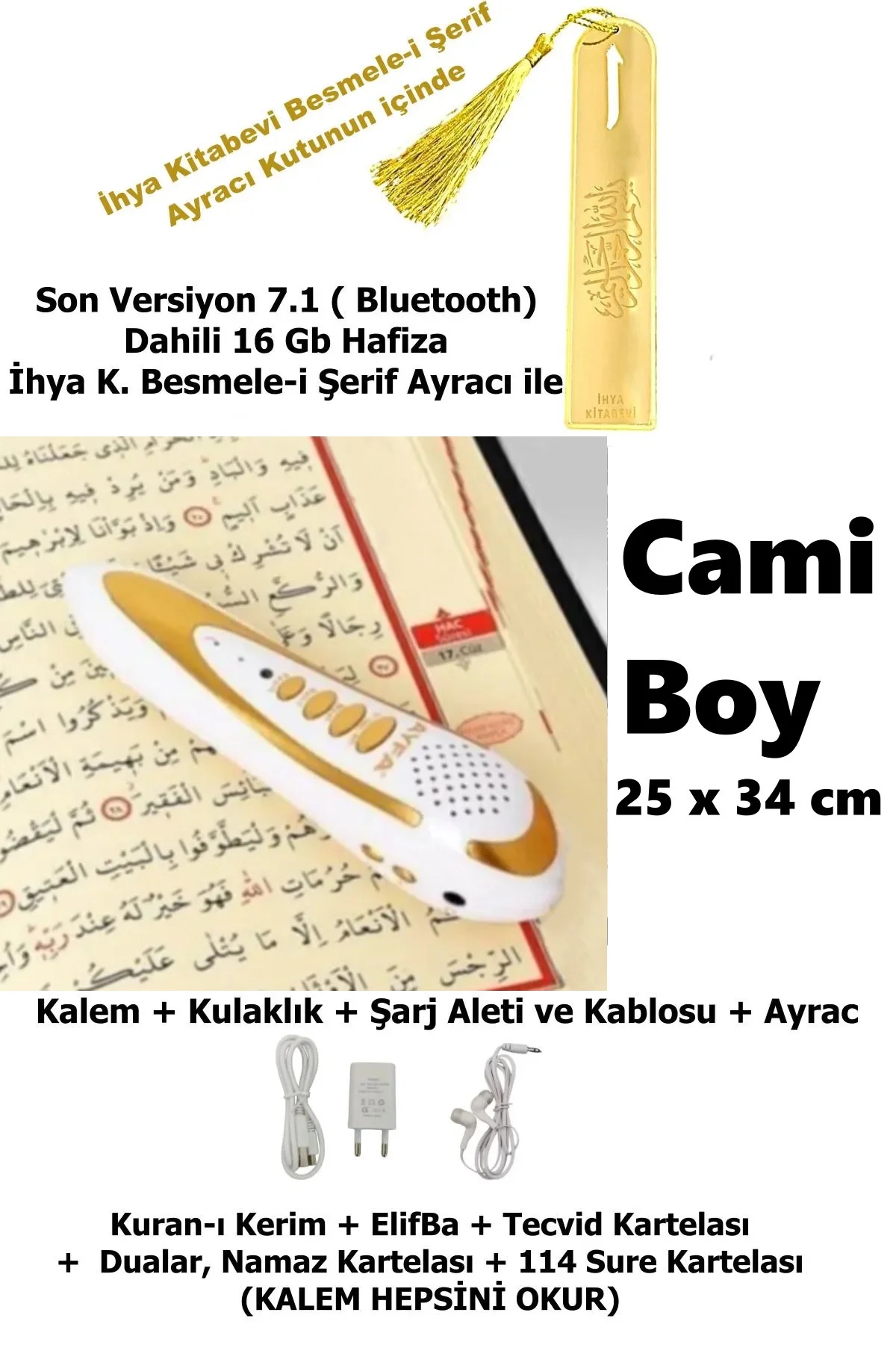 Kuran Okuyan Kalem CAMİ Boy Kalemli Kuranı Kerim Bluetoothlu Diya