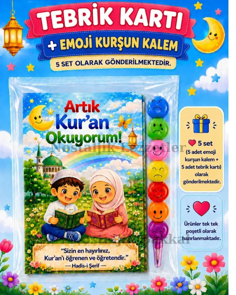 Kur'an Okuyorum Hediyesi 5 Set Kur'an Kursu-Hatim Töreni Hatırası