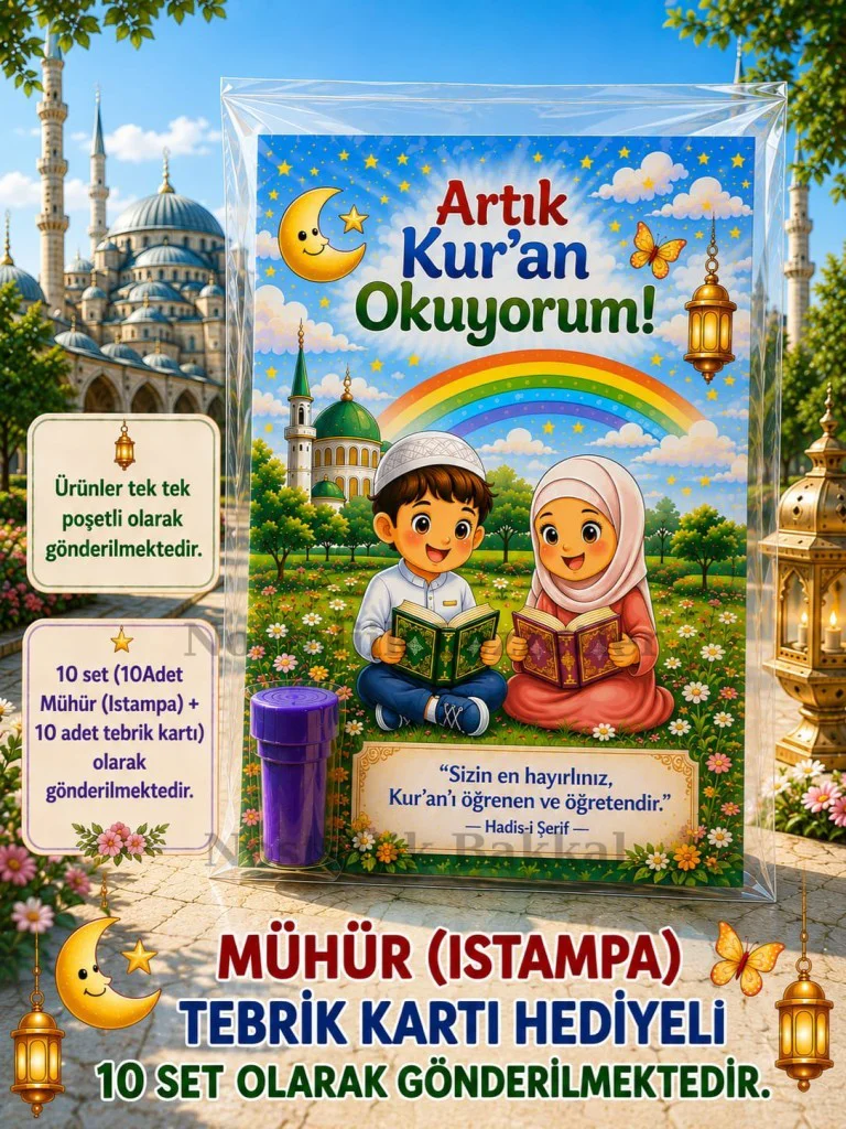 Kur'an Okuyorum Hediyesi 10 Set Kur'an Kursu-Hatim Töreni Hatıras