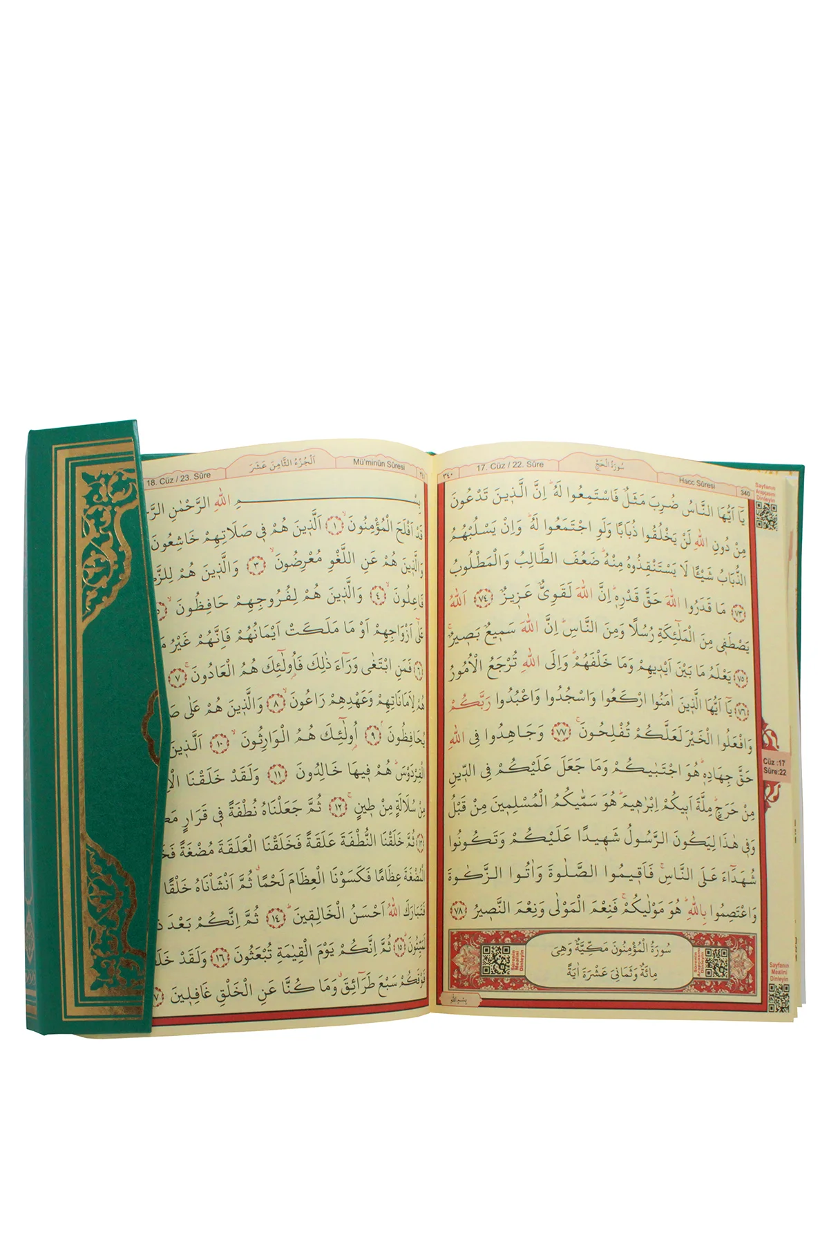 KURANI KERİM RAHLE BOY 20X28 CM YEŞİL RENK BİLGİSAYAR YAZILI İRİ 