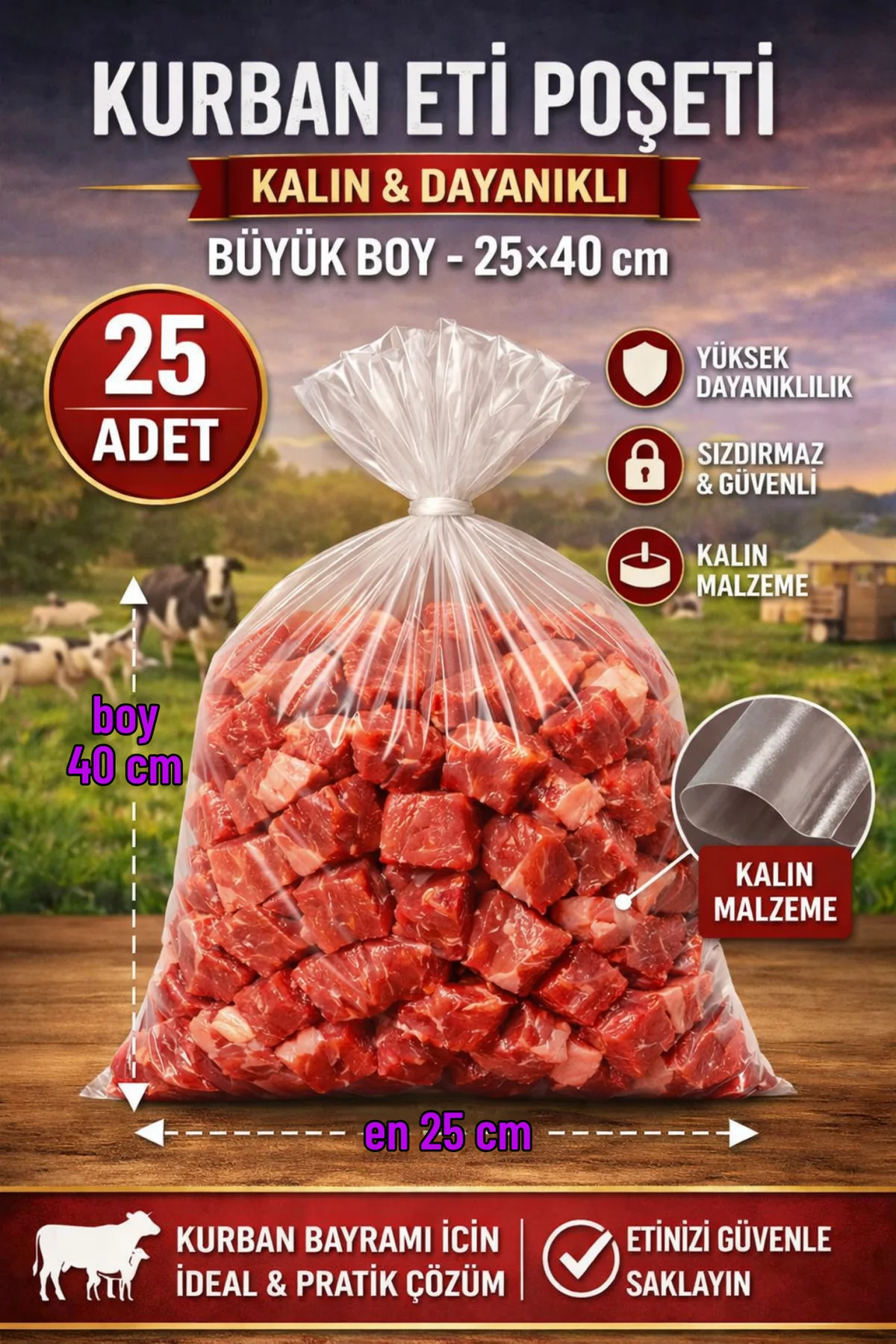 Kalın Buzdolabı Poşeti Büyük Boy 25x40 cm – Kalın Dayanıklı Sızdı