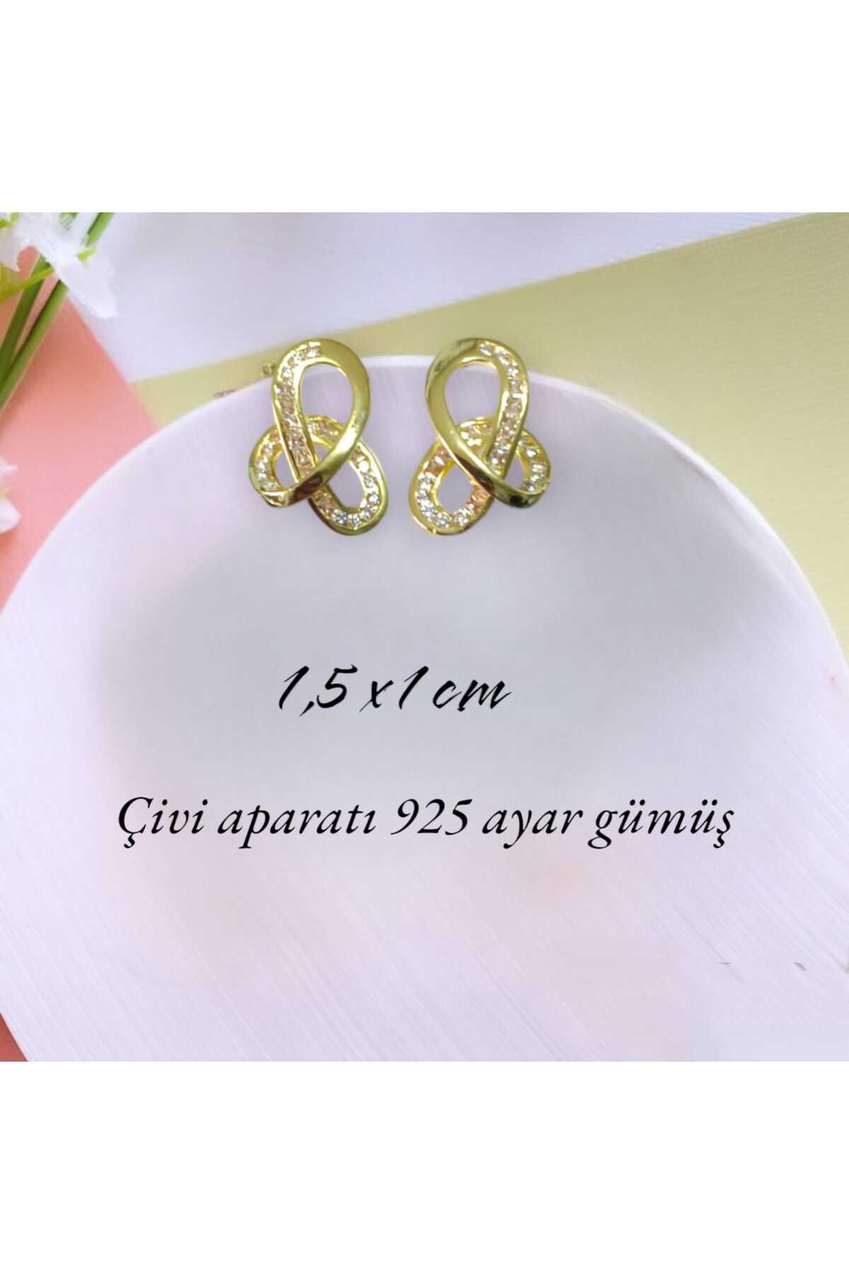 Dodemert Home Kurdela Gold 925 Ayar Gümüş Zirkon Taşlı Küpe