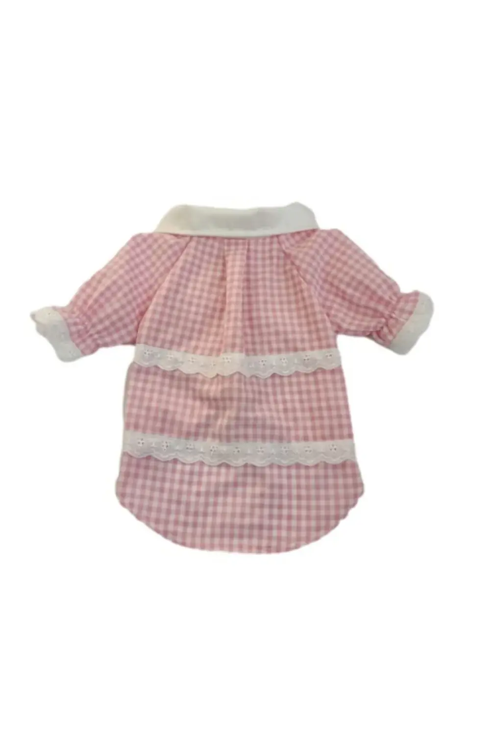 Kurdeleli Pembe Dişi Gömlek Kedi Köpek Kıyafeti Elbisesi