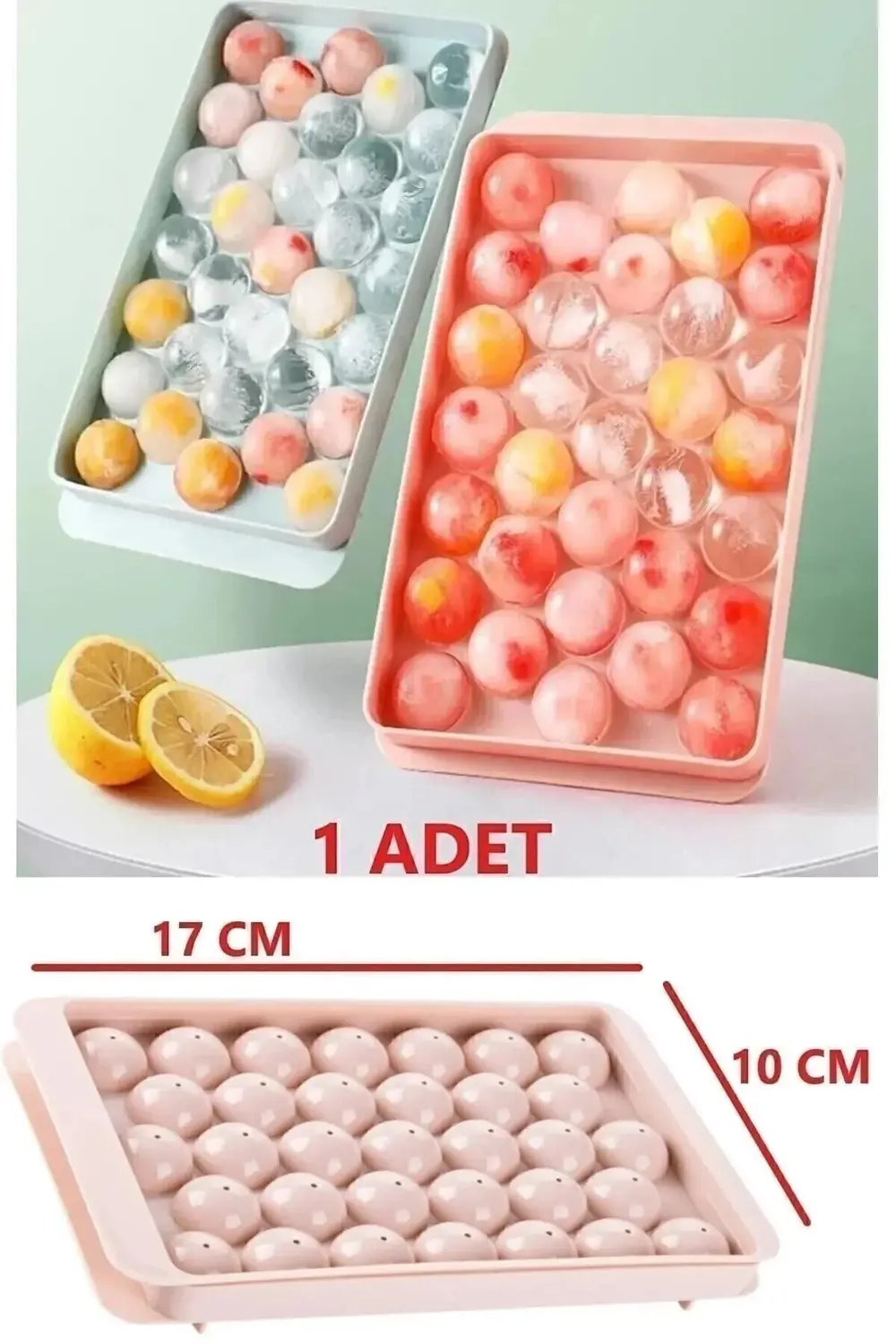 Küre Buz Kalıbı Kapaklı 33 Hazneli Yuvarlak Buz Kalıbı Kokteyl Su