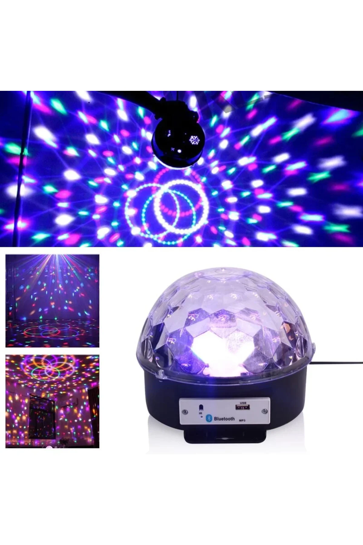 Küre Disko Topu Müzik Çalar Renkli Lazer Işıklı Bluetooth