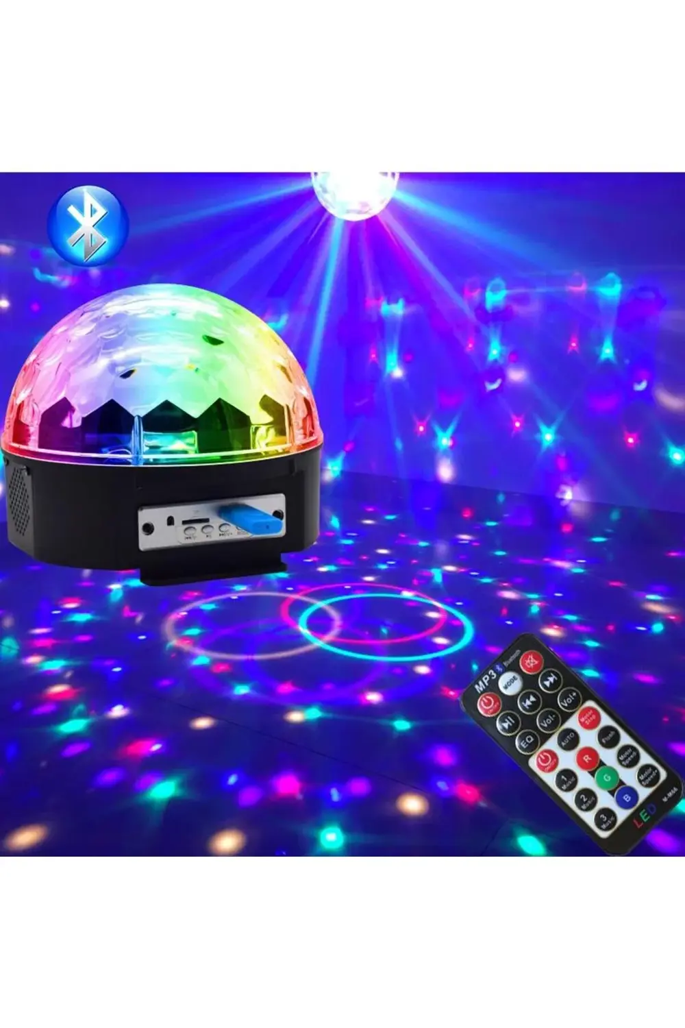 Küre Disko Topu Müzik Çalar Renkli Lazer Işıklı Bluetooth GO50609