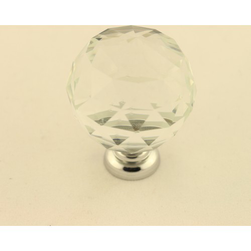 Gürçay Hırdavat Küre Kristal Taşlı Kulp Küre 30Mm Şeffaf Krom (2 Adet)