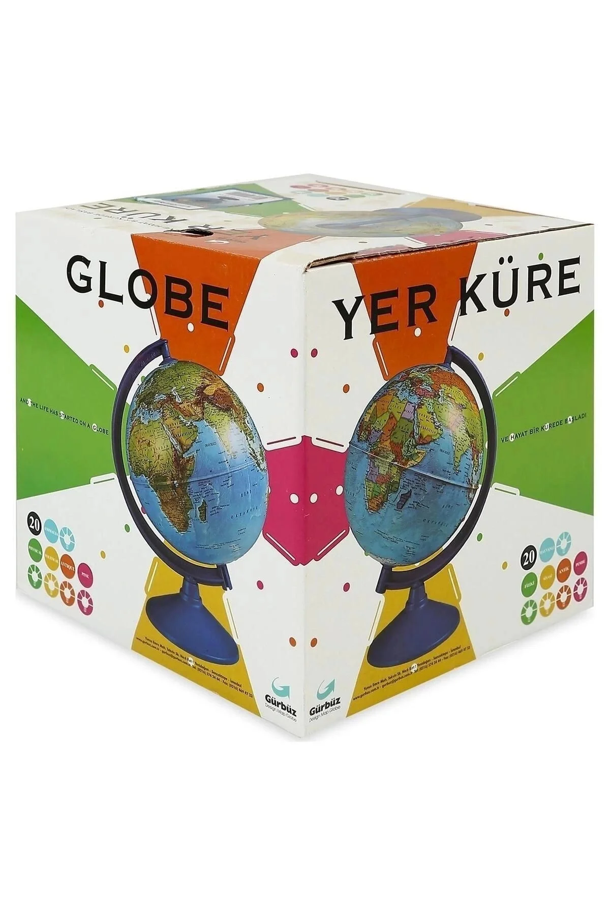 Küre Siyasi Işıksız 20 Cm Küre