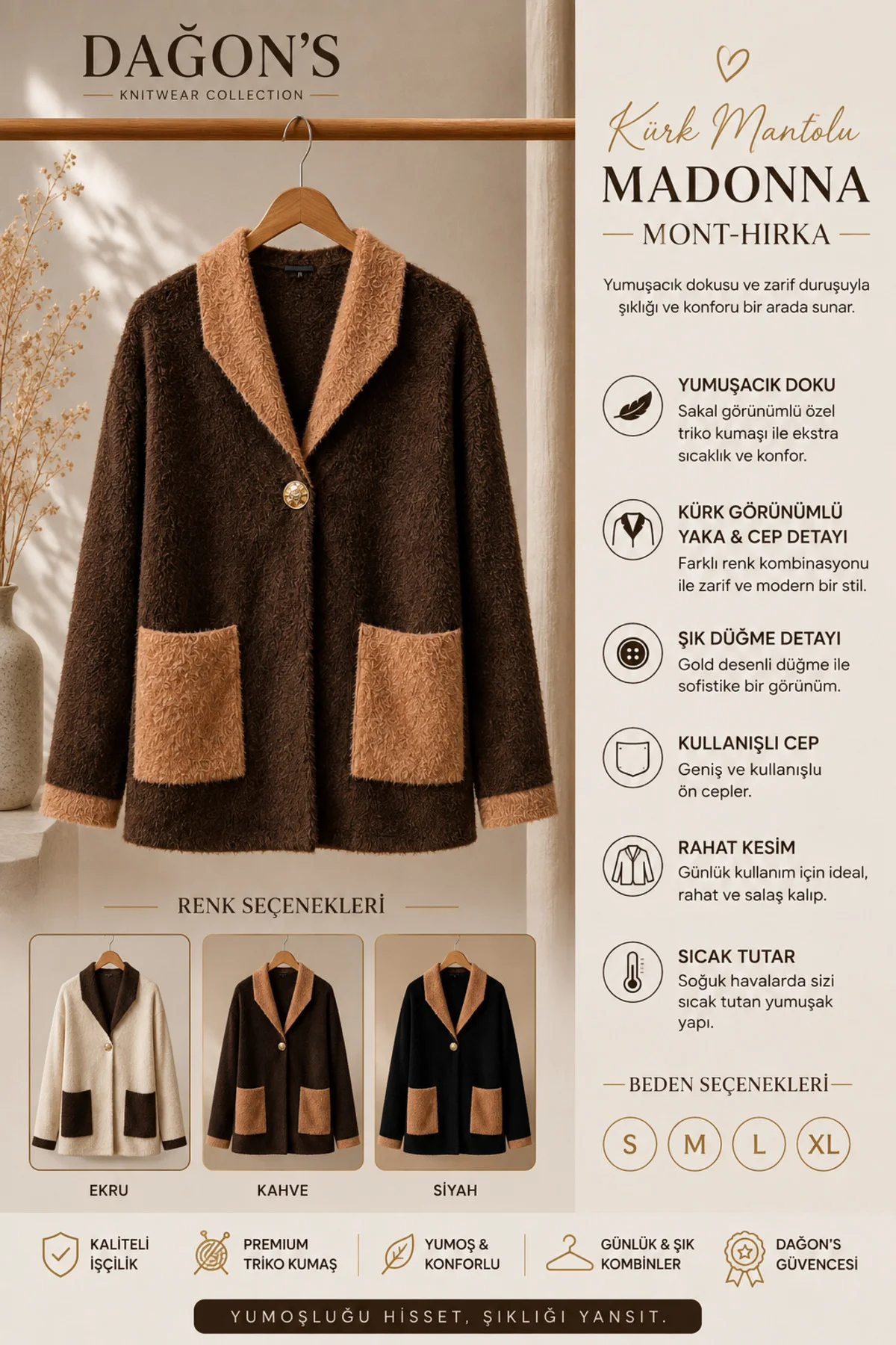 Kürk Mantolu Madonna Mont-Hırka 75 Cm