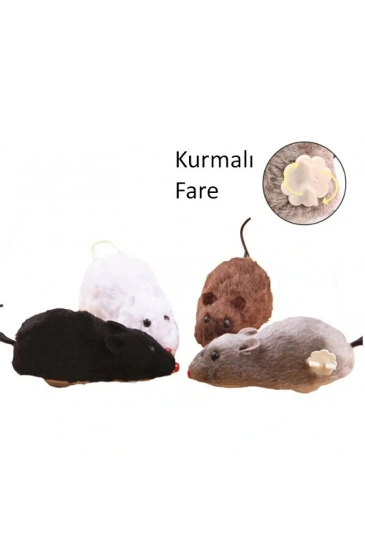 Kurmalı Kedi Eğitim Oyuncağı Tüylü Fare - Görsel 3