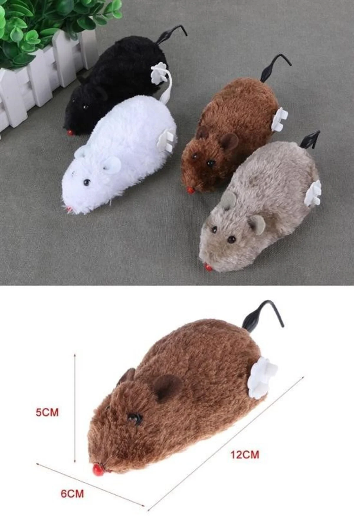 Kurmalı Kedi Eğitim Oyuncağı Tüylü Peluş Fare Yakalama İnteraktif