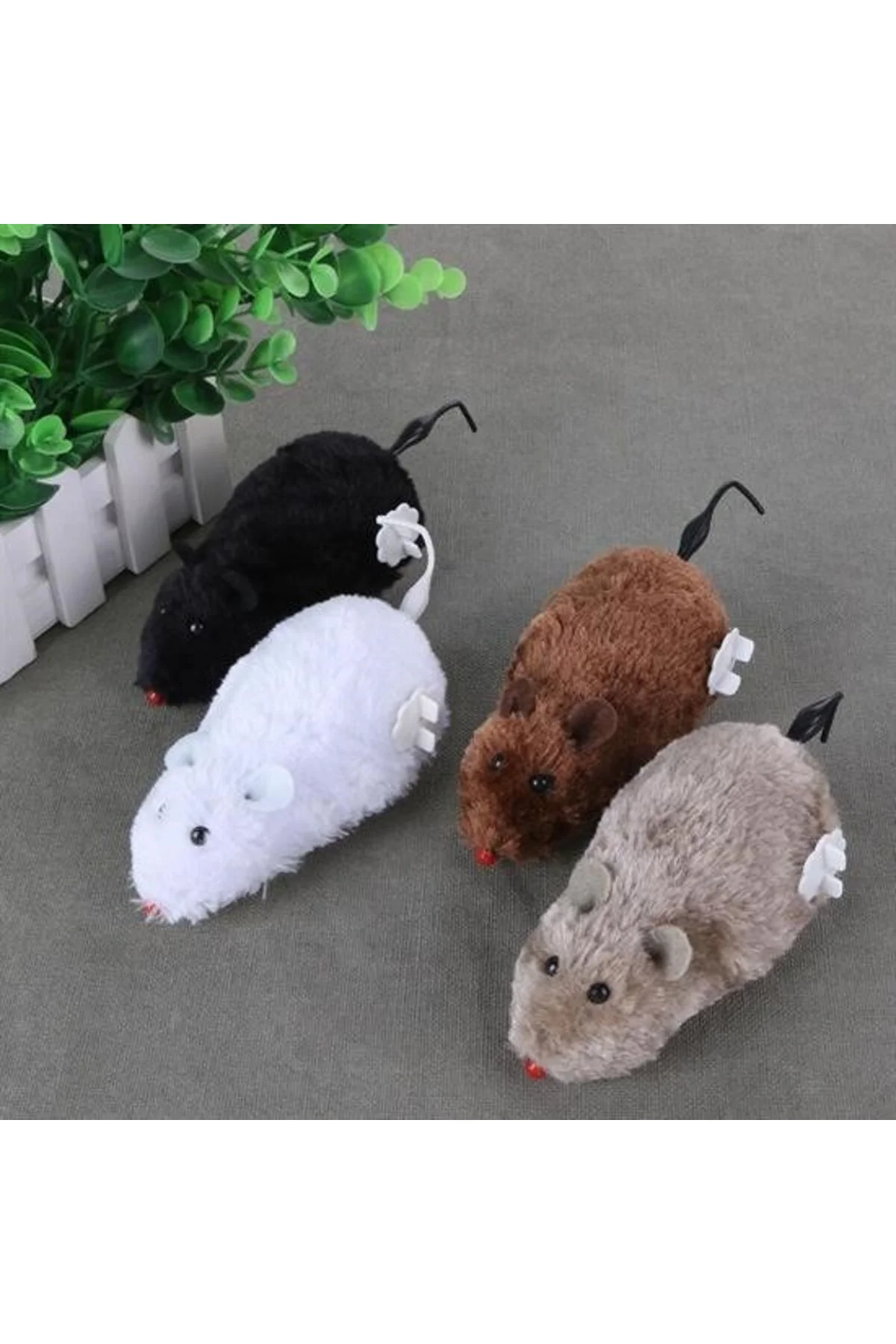 Kurmalı Kedi Eğitim Oyuncağı Tüylü Peluş Fare Yakalama İnteraktif