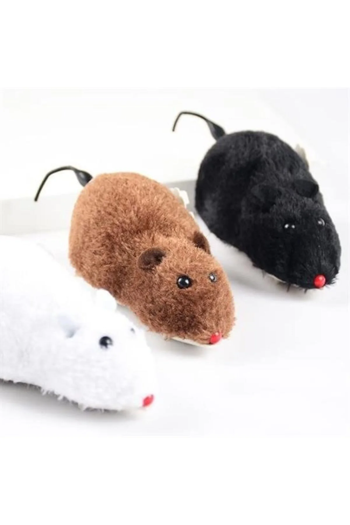 Kurmalı Kedi Eğitim Oyuncağı Tüylü Peluş Fare Yakalama İnteraktif