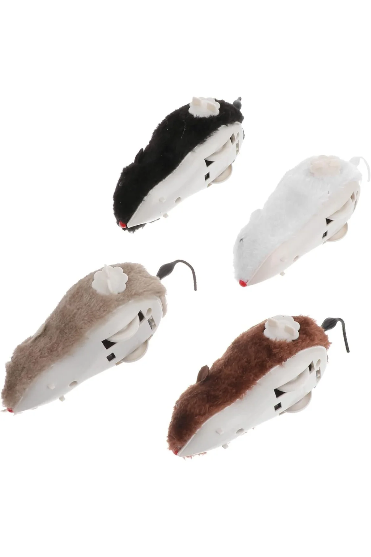 Kurmalı Kedi Oyuncağı 4’lü Set – Hareketli Fare Şeklinde Peluş Oy