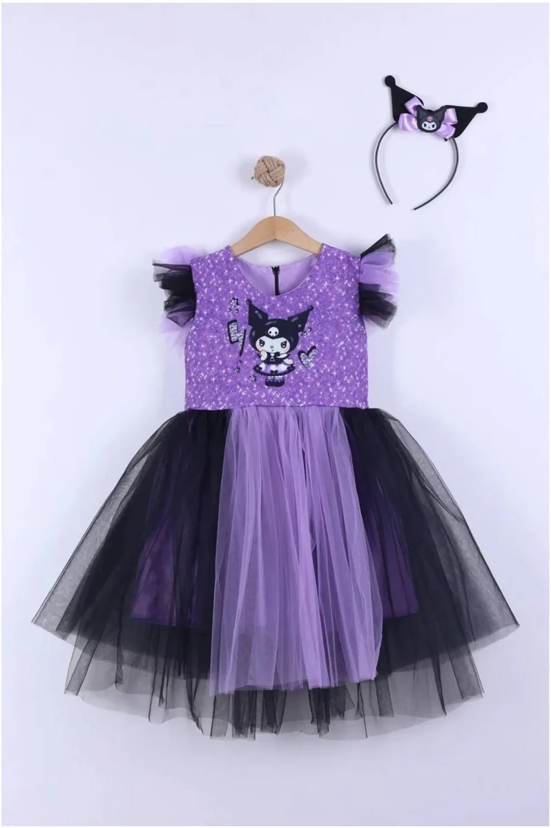 Kuromi Baskılı  Kız Elbise 3/10 Yaş