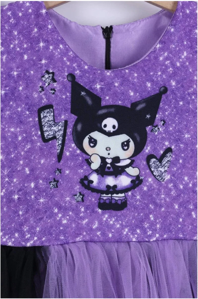 Kuromi Baskılı  Kız Elbise 3/10 Yaş