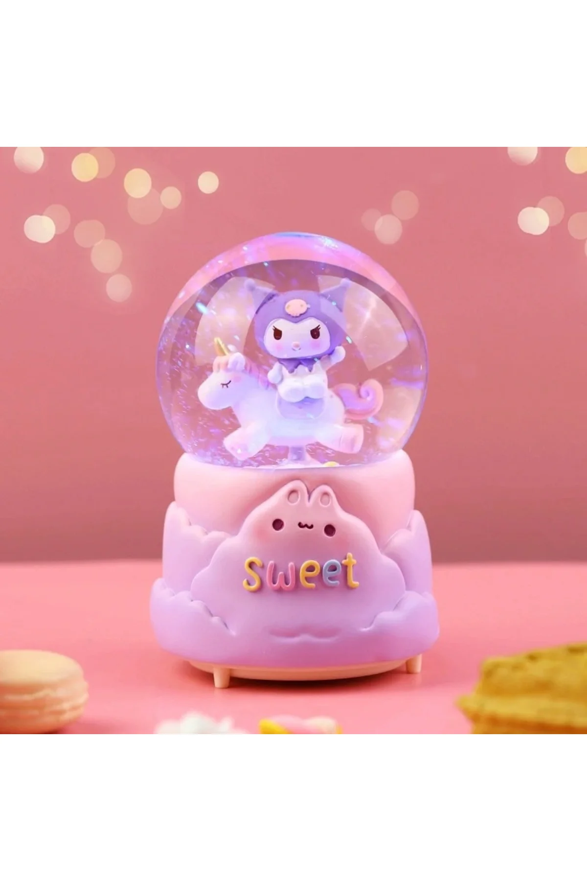 Kuromi Işıklı Müzikli Kar Küresi Orta Boy Model 1