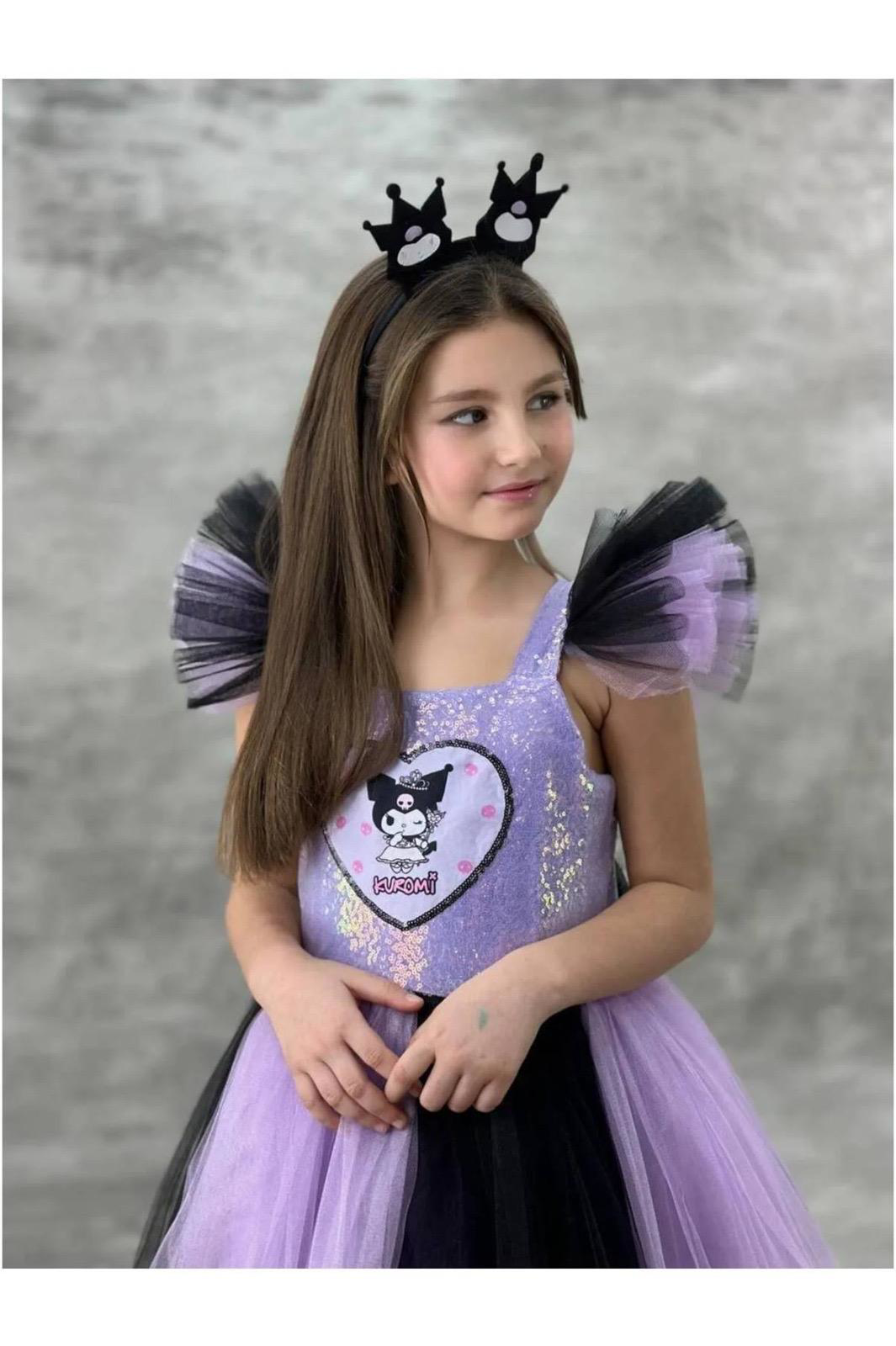 Diamondstar Kuromi Kostümü Kız Çocuk Abiye Elbisesi Doğum Günü Parti Elbisesi