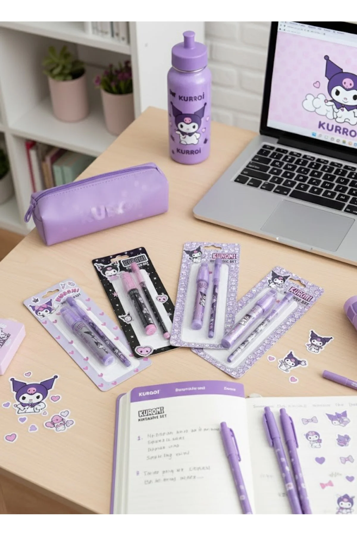 Kuromi Silgi + Kalem Set( kuromi desen rastgele gönderilir)