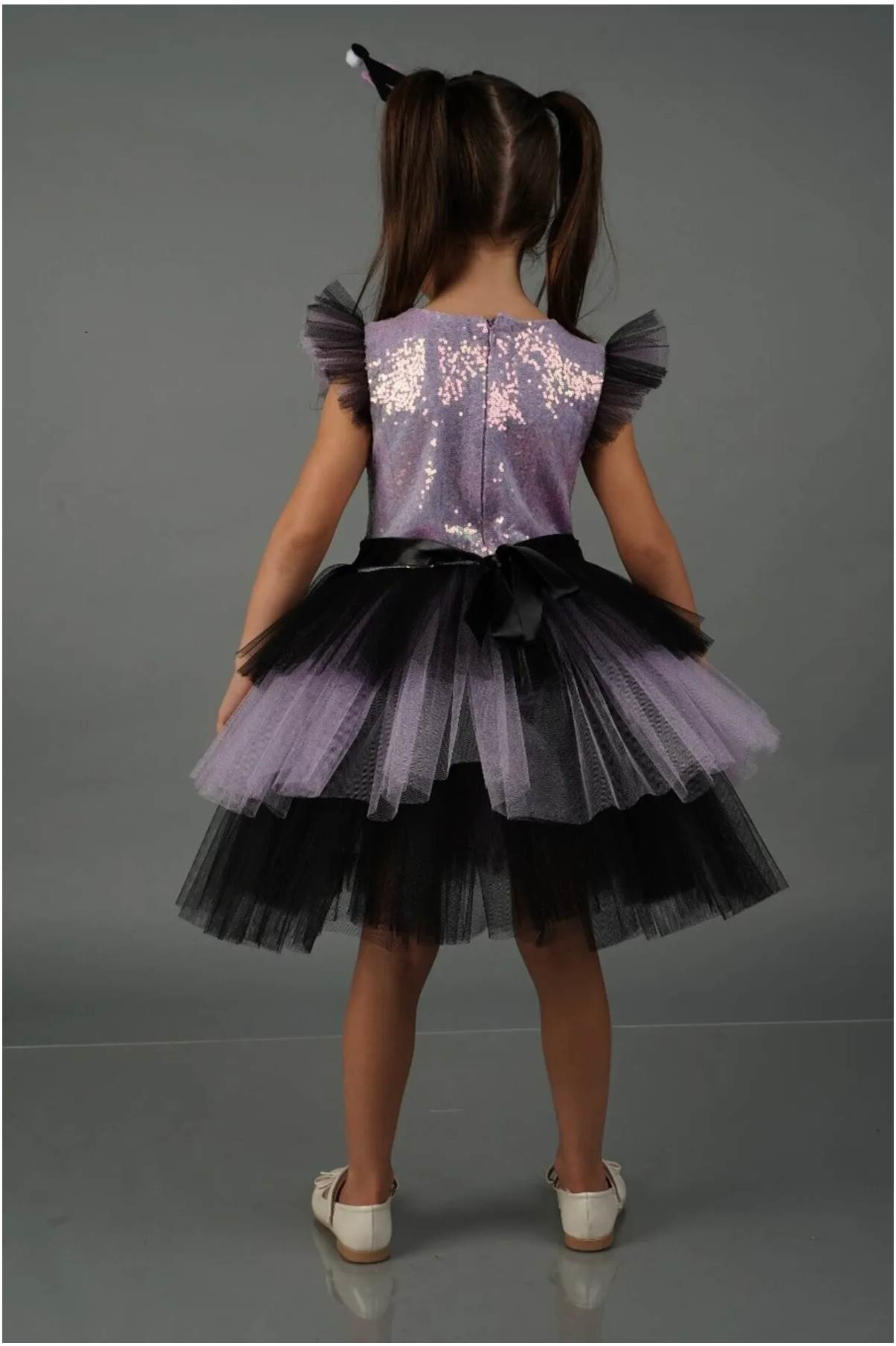 Diamondstar Kuromi Taç Aksesuarlı Pullu Baskılı  Kız Elbise 3/10 Yaş