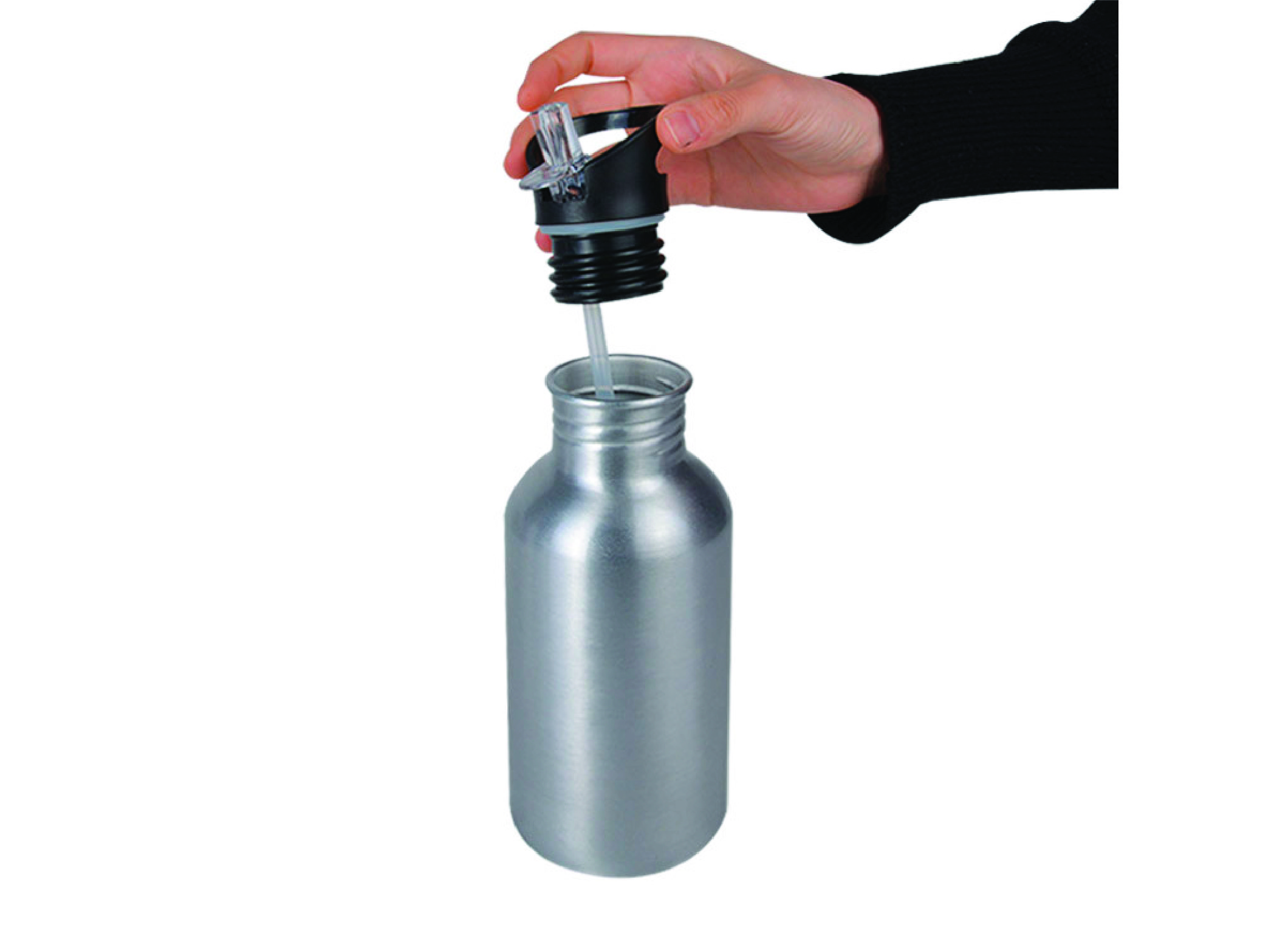 Kuromiii Baskılı Pipetli Kancalı Metal Suluk 600ml. BEYAZ