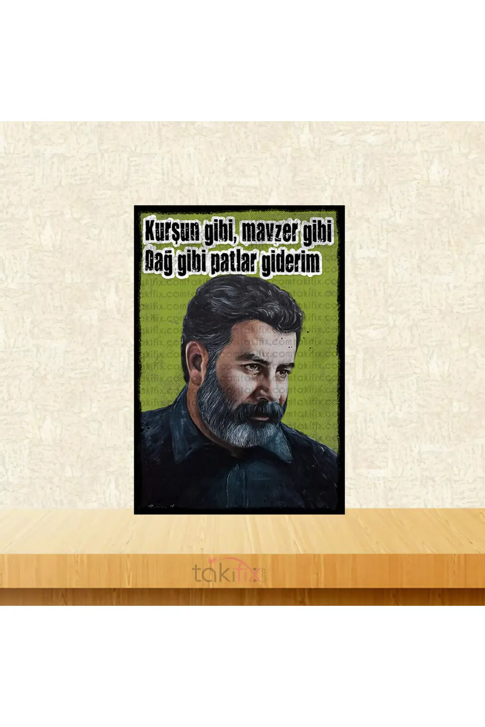 Kurşun Gibi Mavzer Gibi Ahmet Kaya 20x30 Cm Retro Ahşap Tablo